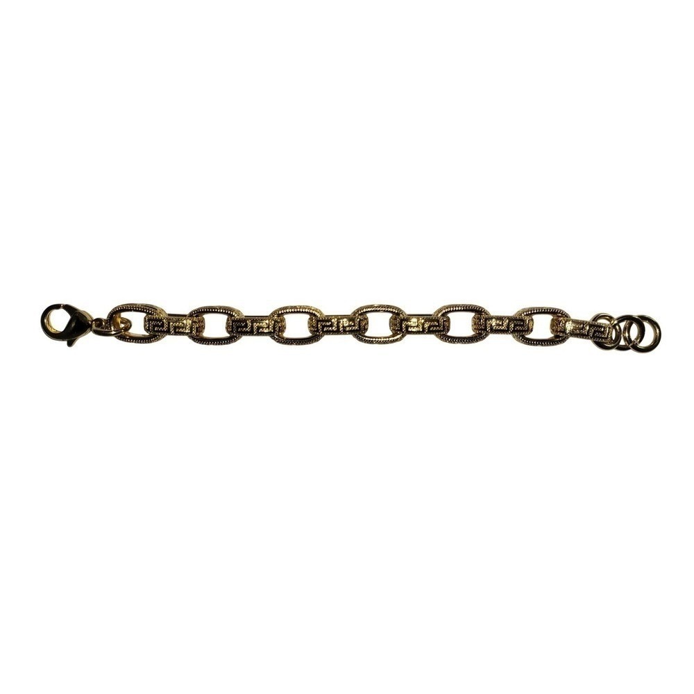 Bronze Italy Gold Tone Greek Key Greca Link Chain Bracelet Made in Italy - Picture 6 of 6